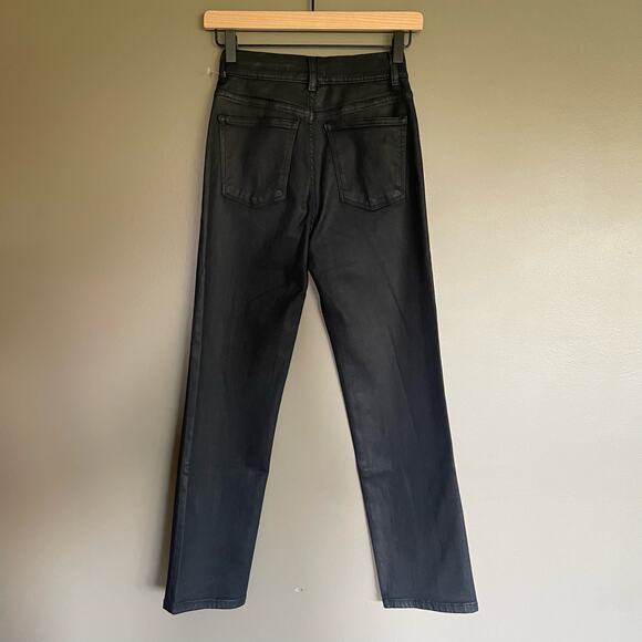 NWT DL1961 Patti Straight High Rise Jeans Sharkskin Black Grey Coated‎ Denim 23 - Picture 10 of 16